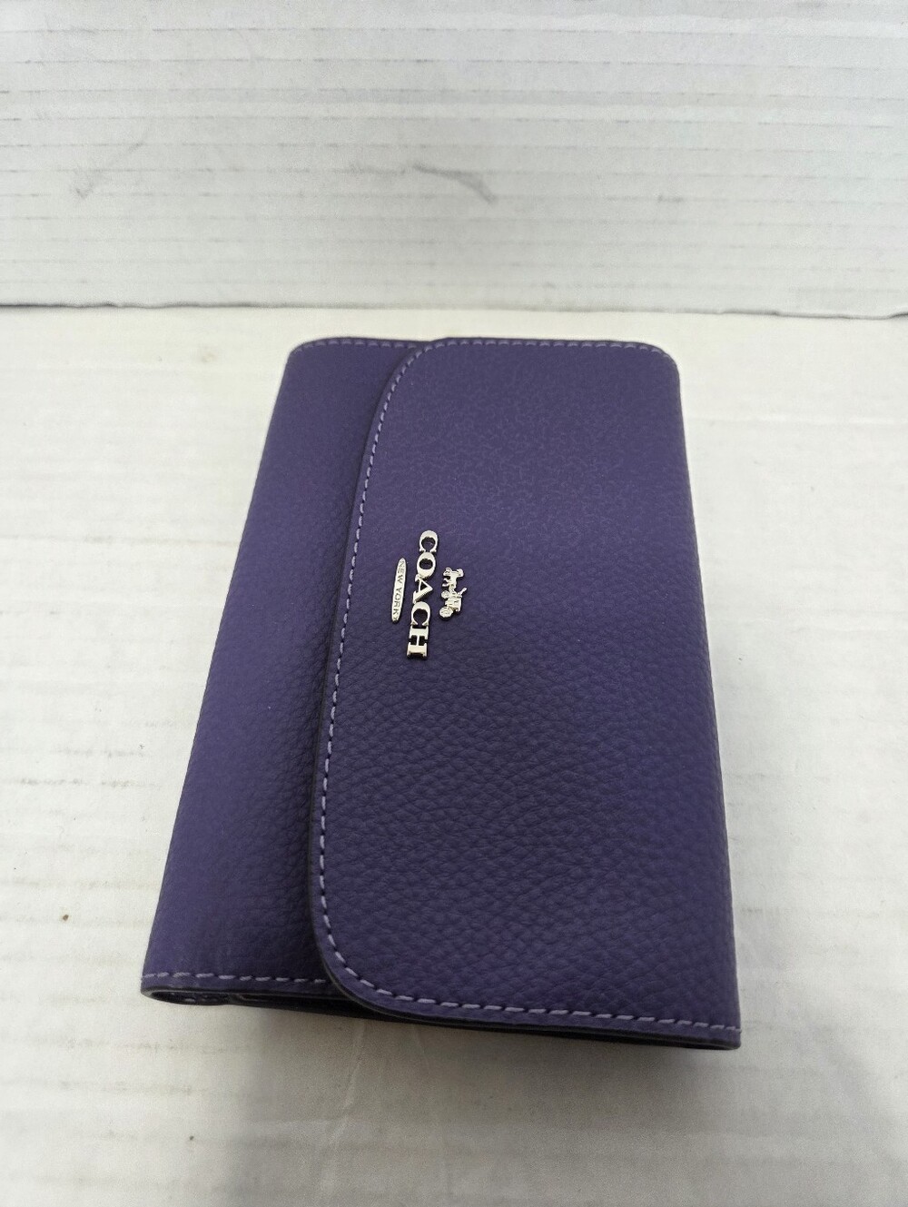 Coach Purple Pebbled Leather Medium Envelope Wallet - Picture 4 of 8